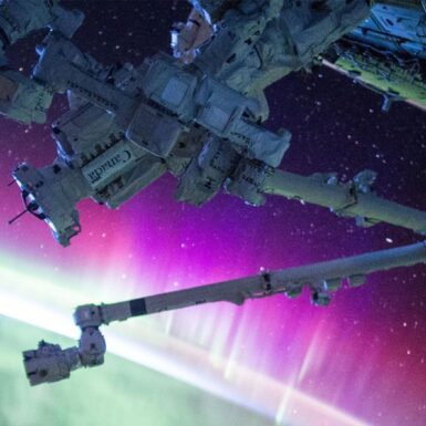 banner image of the international space station above the earth