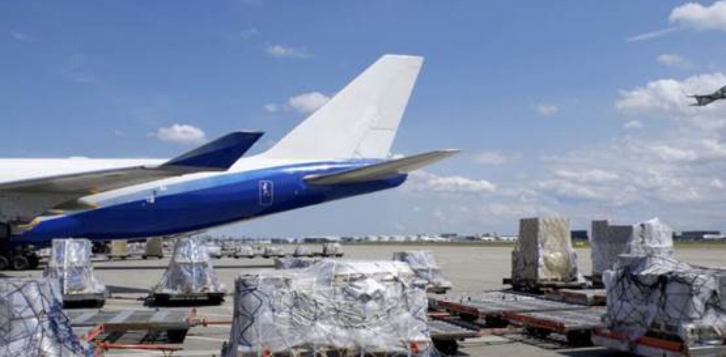 Cargo plane unloading